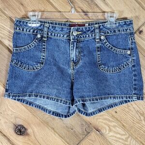 Jordache Denim Shorts Womens 7/8 Low Rise Scoop Pockets Blue Summer Wear Short